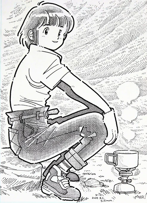 本日の1枚
「眺望」
まあなんというか、こういう絵を描いて見直してみると、なんぼなんでも私の絵には色気というものがなさすぎなのではないかと思ってしまうのでした。うむむ。反省(?) 