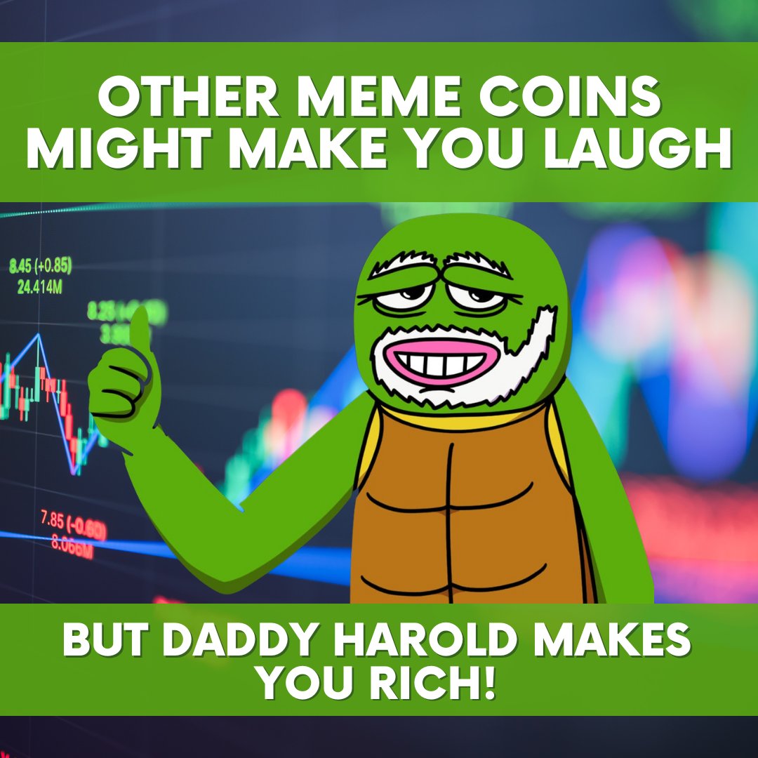 daddyharoldbase's tweet photo. Other meme coins might make you laugh, but Daddy Harold makes you rich! 😂 When it comes to turning fun into serious gains, Daddy Harold is in a league of its own. Our project combines the humor and excitement of meme coins with the potential for substantial rewards. We’re all about bringing smiles and maximizing value, so why settle for just a chuckle when you can also boost your portfolio? Join the Daddy Harold community and experience the best of both worlds—where entertainment meets financial growth! 💰

#DaddyHarold #CryptoRiches #MemeCoinMagic #InvestWithFun #SeriousGains #CryptoCommunity #LaughAndEarn #DigitalAssets #BlockchainRewards #FunAndProfit #SmartInvesting #CryptoAdventure #WealthBuilding #MemeCoinRevolution #FinancialGrowth #JoinTheMovement
