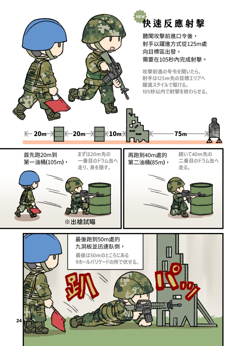 新しく組まれた射撃訓練はより実戦的です。 