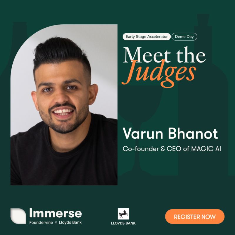 varunbhanot's tweet image. Exciting News 🎉
I’m thrilled to be judging the Immerse Early Stage Accelerator Demo Day with @foundervine &amp;amp; @LloydsBankBiz! 🙏

Demo Day celebrates the transformation of MVPs into thriving businesses, and I’m eager to see the innovative pitches. 🙂
#magicai #ai #judge #demo
1/2