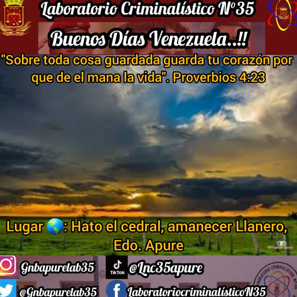 #2agosto Buenos días Venezuela felíz y bendecido Viernes para todos.
<a href="/slcct_gnb/">🇻🇪𝙎𝙞𝙨𝙩𝙚𝙢𝙖 𝙙𝙚 𝙇𝙖𝙗𝙤𝙧𝙖𝙩𝙤𝙧𝙞𝙤𝙨🧪</a> 
<a href="/GnbGaranteDePaz/">Guardia Nacional Bolivariana</a>
<a href="/ElioEstrada18/">MG. Elio Estrada Paredes</a>