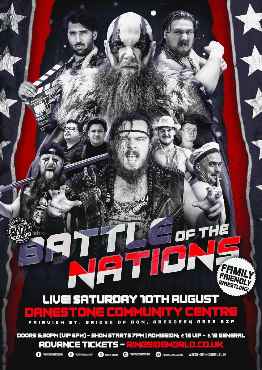 WrestleZone (@wrestlezone) on Twitter photo *BATTLE OF THE NATIONS TICKETS ON SALE*
Join us on Sat, August 10th as the Undisputed Title era of <a href="/CalebValhalla/">'The Mighty' Caleb Valhalla</a> begins at the Danestone Community Centre!
VIP tickets - £15, Doors - 6pm (+Bonus match)
GA tickets - £12, Doors - 6:30pm.
Get tickets at ringsideworld.co.uk/events.php?id=… *BATTLE OF THE NATIONS TICKETS ON SALE*
Join us on Sat, August 10th as the Undisputed Title era of <a href="/CalebValhalla/">'The Mighty' Caleb Valhalla</a> begins at the Danestone Community Centre!
VIP tickets - £15, Doors - 6pm (+Bonus match)
GA tickets - £12, Doors - 6:30pm.
Get tickets at ringsideworld.co.uk/events.php?id=…