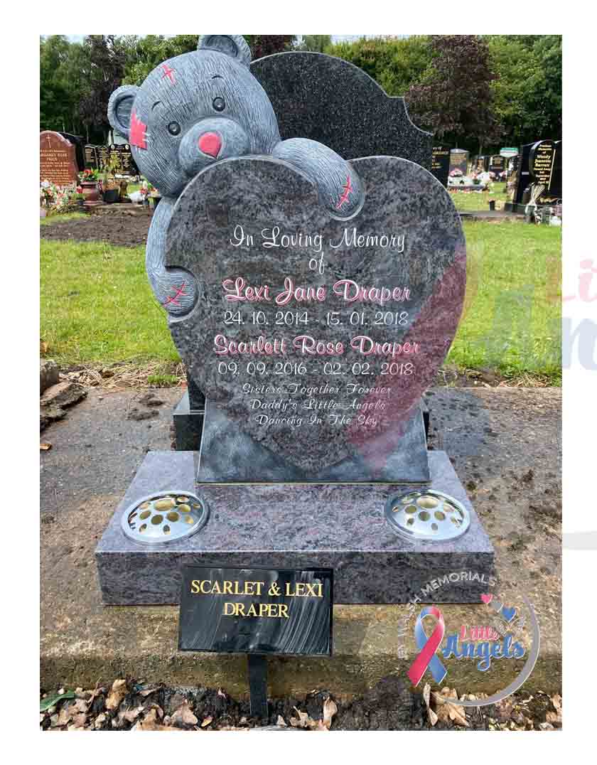 Our second memorial that has been gifted through our Little Angels campaign was for two beautiful little Angels, Lexi &amp; Scarlett.
Family said:
"Excellent masonry.  Thanks for the opportunity.  The headstone is perfect for my girls. Over the moon with the headstone for my angels."