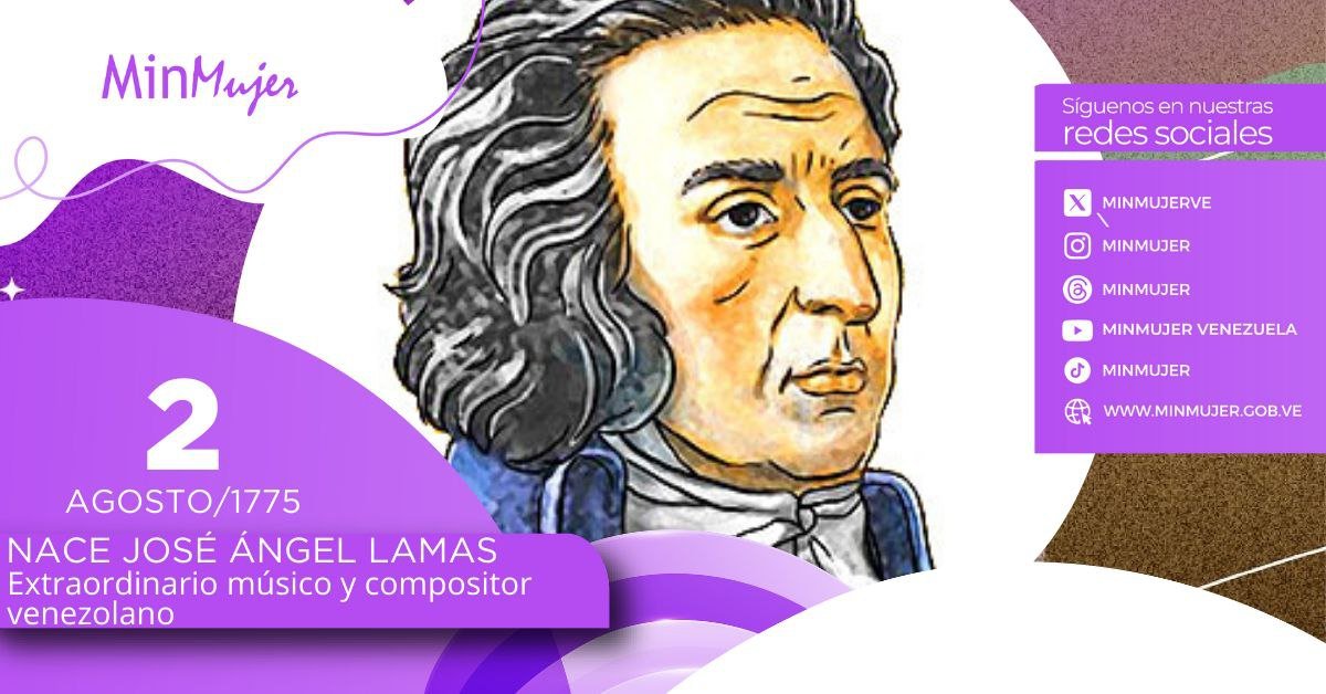 MinMujerVe's tweet photo. En 1775, nació José Angel Lamas, uno de los más destacados compositores venezolanos del s. XVIII y principios del XIX. 

Miembro de la Escuela de Chacao, su producción musical está compuesta por 42 obras de carácter religioso.

@NicolasMaduro
@DhelizAlvarez
#MujeresPorLaPaz https://t.co/iyB7egs3Ii