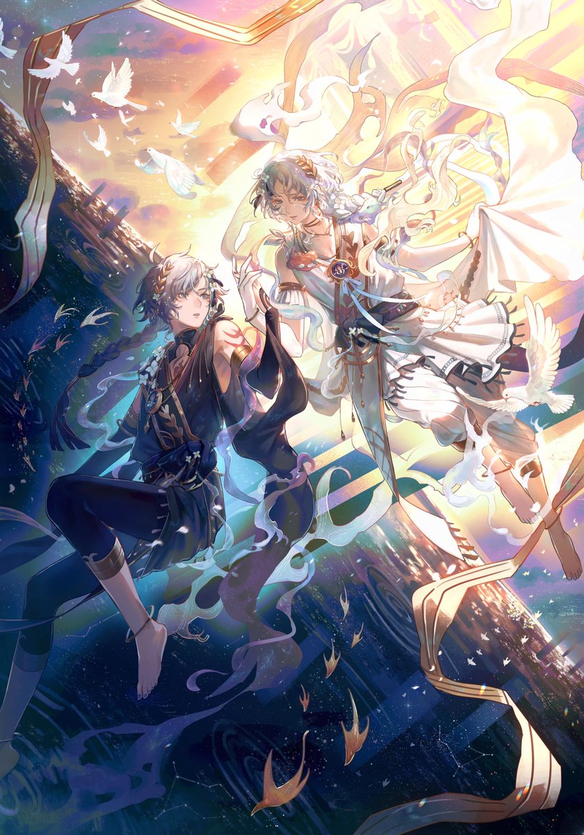 NuN19700752's tweet photo. I’ve joined an Onmyoji zodiac art party on facebook! Thank you so much for let me join in!✨

♊️🌌✨
#寻香行 https://t.co/B23DywrEEm