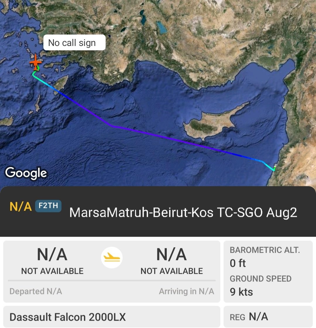 LebanonJets's tweet photo. #TCSGO is the 2nd private jet out of #Beirut to #Kos today https://t.co/1cvwERmXYt