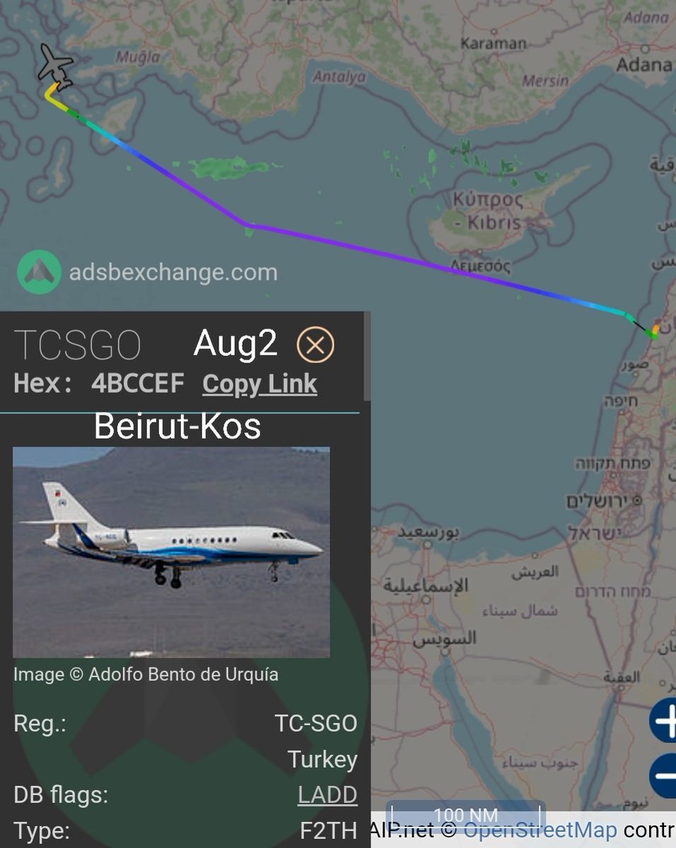 LebanonJets's tweet photo. #TCSGO is the 2nd private jet out of #Beirut to #Kos today https://t.co/1cvwERmXYt