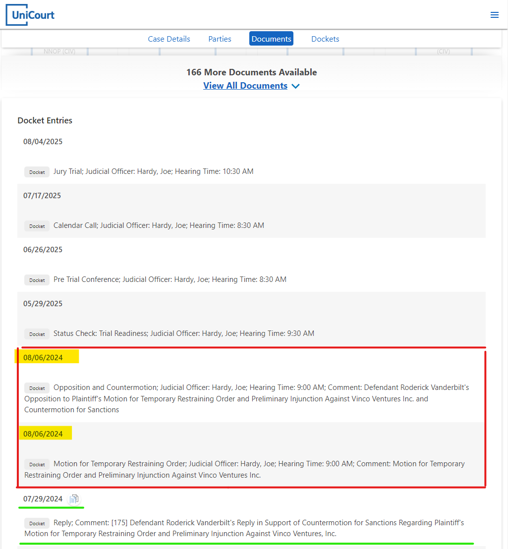 Official_MrRic's tweet photo. #BBIG Motion for Temporary Restraining Order; Judicial Officer: Hardy, Joe; Hearing Time: 9:00 AM; Comment: Motion for Temporary Restraining Order and Preliminary Injunction Against Vinco Ventures Inc. 8/06/2024
@Akoumzeze 🦍💪 $BBIG #ApesForever https://t.co/nQ8hQptQ3H