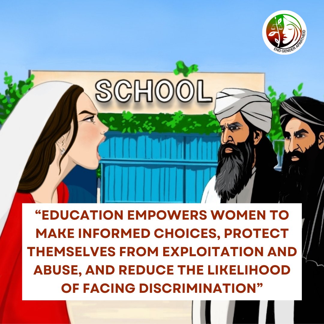 "Education empowers women to make informed choices, protect themselves from exploitation and abuse, and reduce the likelihood of facing discrimination."  A must-read article by Hina Khattak for #EndGenderApartheid in Afghanistan. Link: ……rapartheidinafghanistan.wordpress.com/2024/07/24/wom…