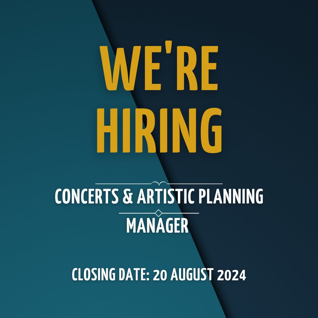 We are looking for a Concerts and Artistic Planning Manager to join The Sixteen's management team as maternity cover from the end of Sep 2024 - early Aug 2025.

For more information and to apply visit thesixteen.com/jobs/concerts-…

Closing date: 20 August 2024, 12pm