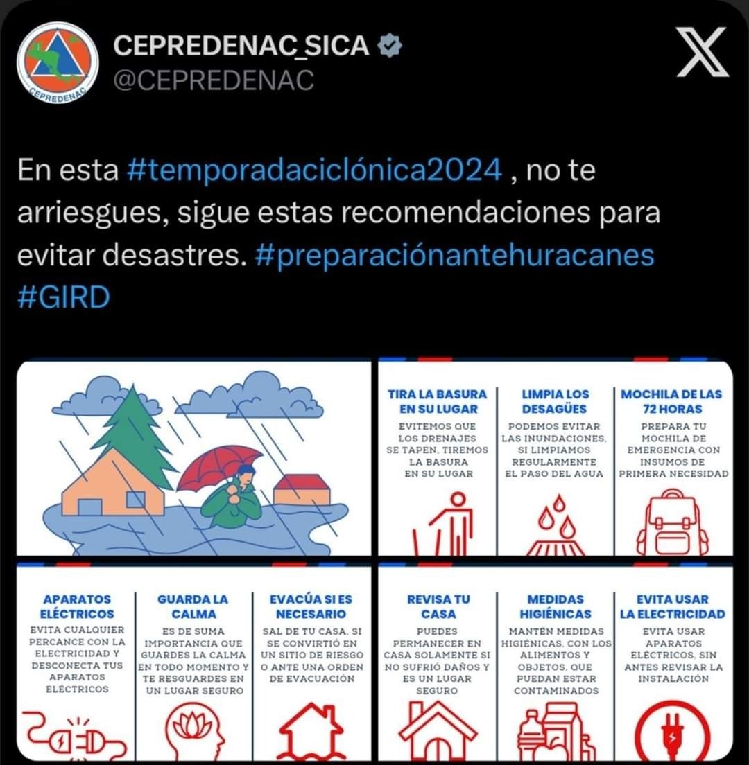 Los avisos de prevención puedes seguirlos en la página del <a href="/imhpapma/">IMHPA</a> y las alertas en la página de <a href="/sinaproc_panama/">SINAPROC PANAMA</a>. SI hay tormenta eléctricas, alejarse de áreas abiertas y evitar protegerse debajo de árboles.

 #preparacion #comunidad
