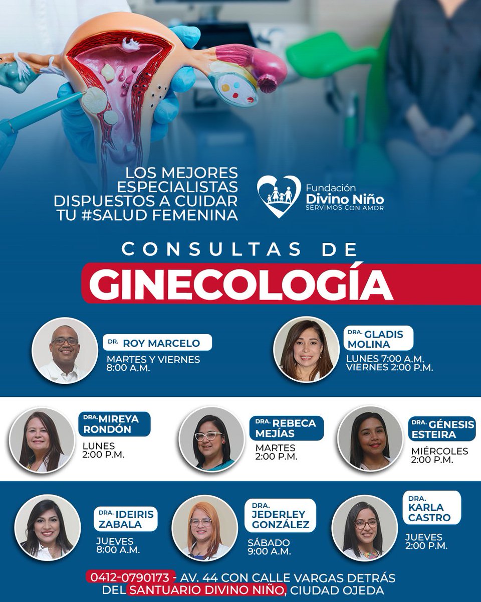 Salud femenina con los mejores profesionales de la Ciudad ⭐

📲0412-0790173
📍Av.44 con Vargas detrás del Santuario Divino Niño