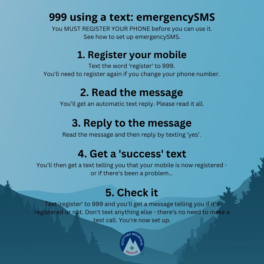 ScottishMR's tweet image. 🆘Registering for 999 Text Service🆘

Are you registered for 999 text service? 
If not, get signed up for it today.

#ScottishMR #StaySafe