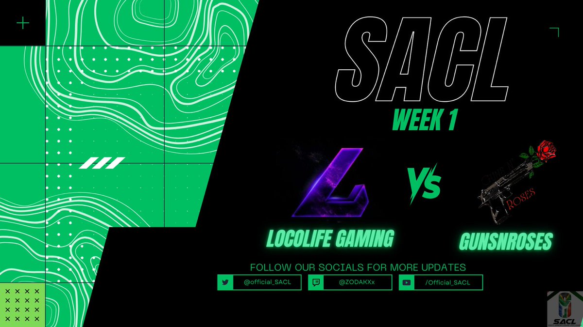 ▶️ Double header tonight as <a href="/Official_SACL/">South African Competitive League</a> kicks off with their #R6S production 🟢⚪️

🕖 19h00
🎙 <a href="/_SharpX/">SHARPX</a>
🖥 twitch.tv/zodakxx

➡️ Pop in and back the Console Gents #R6ZA
