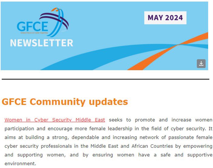 WiCSME's tweet image. 🌐🤝🏻🛡️ Women in Cyber Security Middle East (#WiCSME) &amp;amp; Global Forum on Cyber Expertise (@theGFCE)  Partnership 🛡️🤝🏻🌐