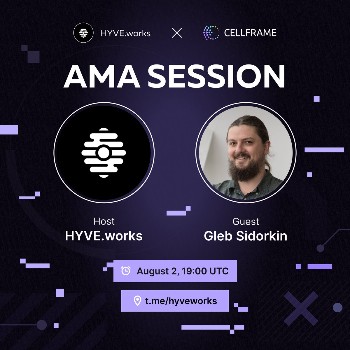 cellframenet's tweet photo. 🚀 Join our new AMA session with Gleb Sidorkin and HYVE today, Friday!

📌August 2nd, 2024
🕘 19:00 UTC

⚡️ Location: https://t.co/Uk6GEDD28m

More details at the link — https://t.co/lGJAzvK4Sh

See you there!
#AMA https://t.co/XCFFb5t6Sx