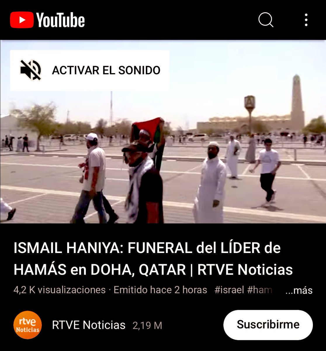 SrLiberal's tweet image. 🔴Increíble: RTVE retransmite en directo el funeral del líder de Hamás en Qatar. Para carreteras, sanidad y educación.
