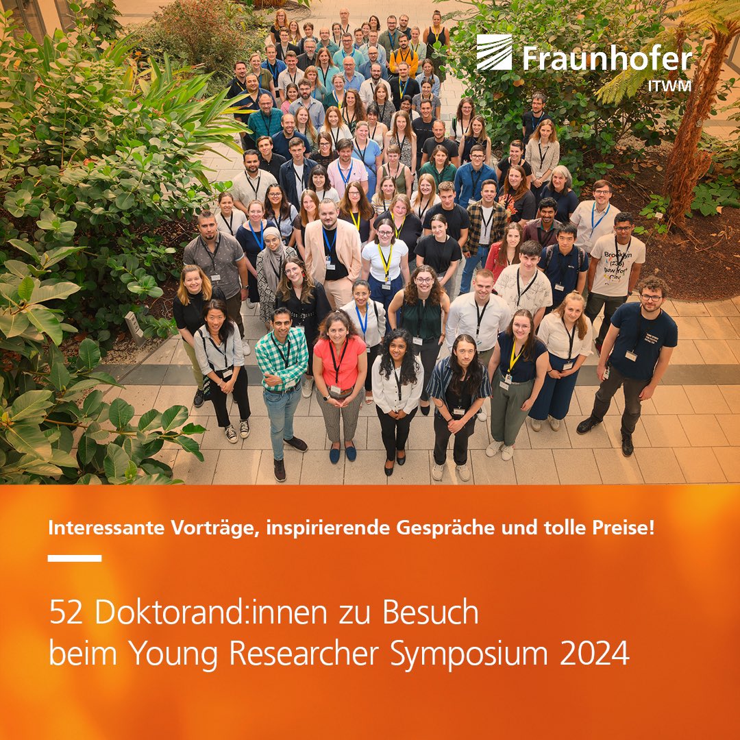 Volles Haus beim <a href="/FraunhoferITWM/">Fraunhofer ITWM</a>!Gemeinsam mit dem TU-Nachwuchsring der <a href="/rptu_kl_ld/">RPTU</a> hießen wir gestern 52 Doktorand:innen aus verschiedenen Fachbereichen für das YRS 2024 willkommen. Die besten Vorträge, Poster und Abstracts erhielten dabei tolle Preise!
👉s.fhg.de/YRS24