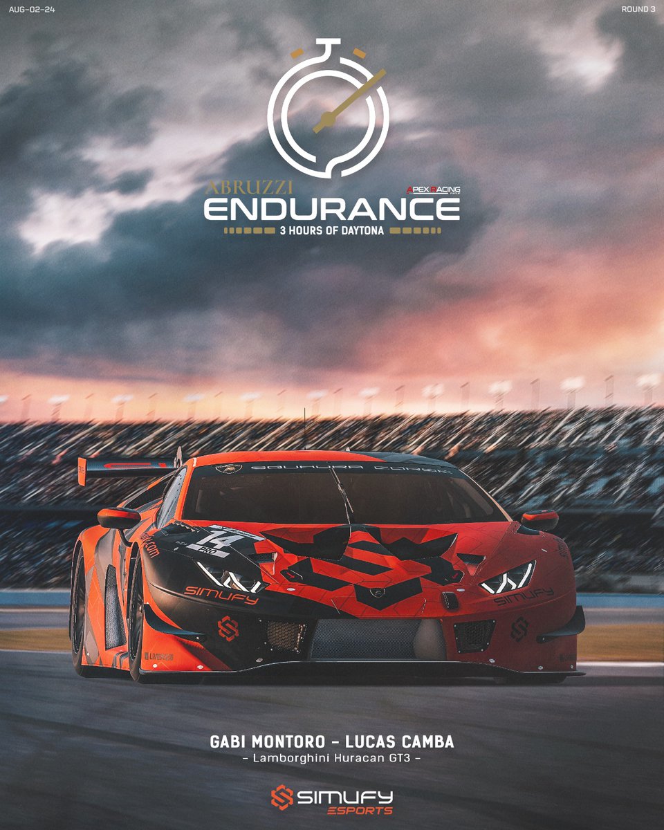 Simufy Esports (@simufyesports) on Twitter photo 🔥3rd Round of the <a href="/ArlEsports/">Apex Racing League</a> Endurance 2024 with a 3H race at Daytona!
💪🏻Let’s go!
👬Drivers: <a href="/Gabii2JZ/">Gabi Montoro</a> & <a href="/Lcm17Simracer/">LCM17 Simracer</a>
🏎️Car: Lamborghini Huracan GT3 EVO
📺Follow us Live at 20h youtube.com/watch?v=dp2Wpp…
#wearesimufy #simufyesports #simufy #lamborghini #gt3 #endurance 🔥3rd Round of the <a href="/ArlEsports/">Apex Racing League</a> Endurance 2024 with a 3H race at Daytona!
💪🏻Let’s go!
👬Drivers: <a href="/Gabii2JZ/">Gabi Montoro</a> & <a href="/Lcm17Simracer/">LCM17 Simracer</a>
🏎️Car: Lamborghini Huracan GT3 EVO
📺Follow us Live at 20h youtube.com/watch?v=dp2Wpp…
#wearesimufy #simufyesports #simufy #lamborghini #gt3 #endurance