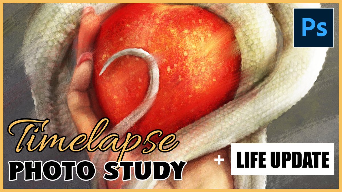 ✨New timelapse video coming soon!✨

In my latest study, I challenged myself to recreate a photo of a hand holding an apple wrapped by a snake in different styles! 🐍🍎You'll get to see the process from start to finish.

Saturday, 17:00 CEST on my YouTube channel!