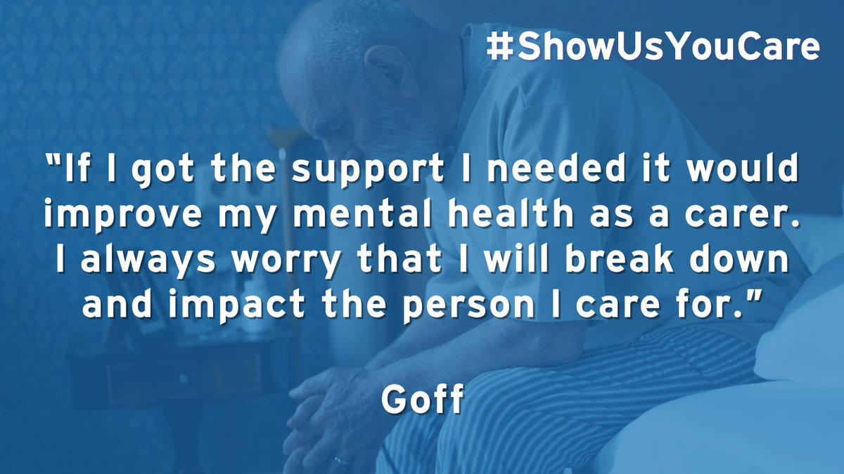 Unpaid carers are exhausted, they aren't getting support and recognition.

We are joining the #ShowUsYouCare campaign, and writing to local MPs to remind them how important it is that everyone can get the support they need. Will you write to your MP too?

act.careandsupportalliance.com/page/151615/ac…