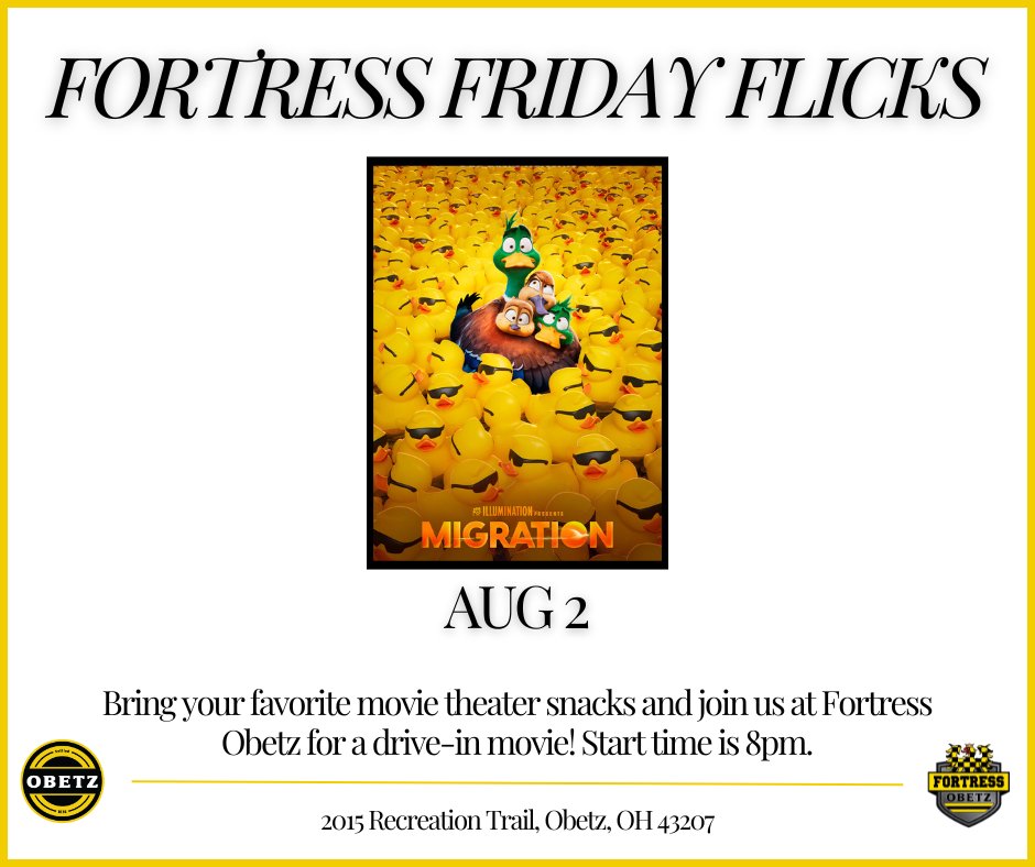 It's time to soar to new heights with Migration! Join us TONIGHT for the last installment of Fortress Friday Flicks and witness the magic ✨

#FortressFridayFlicks #Migration