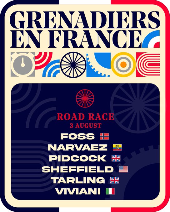 Road race graphic of those tagged plus Josh Tarling.