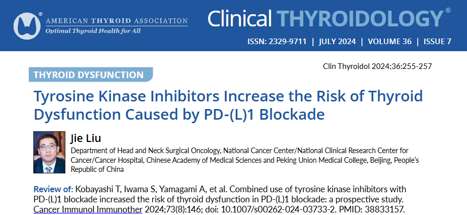 clinicalthyroid's tweet photo. Read Dr. Jie Liu discuss increased #thyroid dysfunction in pts on #TKI & PD(L)1 therapy
Review of Kobayashi et al. 2024 in Cancer Immunol Immunother
https://t.co/irDy0a0xaq
#ICI #IRAE #thyroiditis #hypothyroidism #checkpointinhibitor #medtwitter #endotwitter @afreenshariffmd https://t.co/p0qF2Spt6n