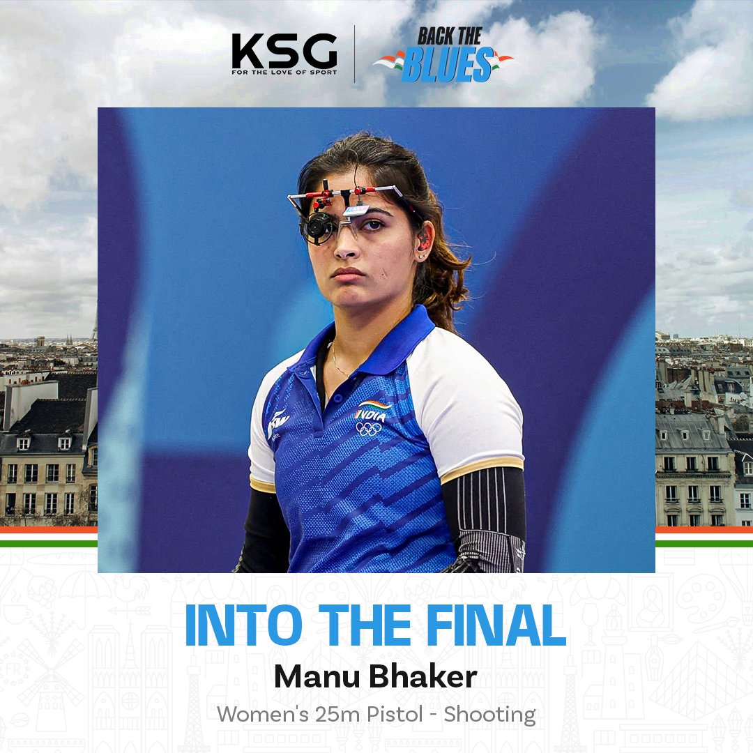 KankanalaSports's tweet photo. 🇮🇳 𝗢𝗻 𝘁𝗵𝗲 𝗰𝘂𝘀𝗽 𝗼𝗳 𝗺𝗮𝗸𝗶𝗻𝗴 𝗵𝗶𝘀𝘁𝗼𝗿𝘆! Manu Bhaker can become the first Indian to win 3️⃣ medals in a single Olympics if she clinches a medal tomorrow in the final.

👏 All the best, Manu! Go for gold!

👉 Follow @KankanalaSports and be a part of our sporting journey!

📷 Pics belongs to the respective owners • #KankanalaSports #KSG #KSGSports #Paris2024 #Paris2024Olympics #Olympics