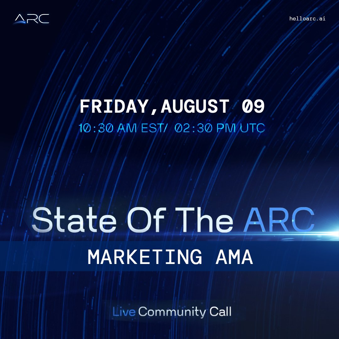ARC Community, please update your calendars! 📅
The "State of The ARC Live Broadcast Community Event" has been rescheduled to NEXT Friday 🙌. 

It will still be a Marketing-focused AMA, so join us for an in-depth discussion on exciting updates about our current strategies and