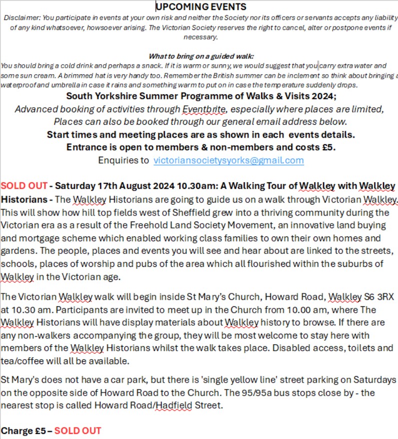 🙁❌SOLD OUT - Our August walk - a guided tour of the suburb of Walkley in Sheffield, in the company of Walkley Historians is sold out, apologies if you missed out on this event.
Our next walk will be in September for the Heritage Open Days event. Keep an eye out for that. 🙂❌