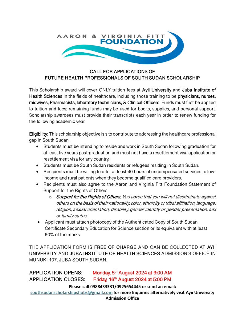 deng_pepe's tweet photo. Scholarship Opportunity 

Ayii University is accepting the first Cohort of Aaron and Virginia Fitt Foundation Scholars.

Hurry up and apply! 

More in the attachment. https://t.co/n3k4a9XncE