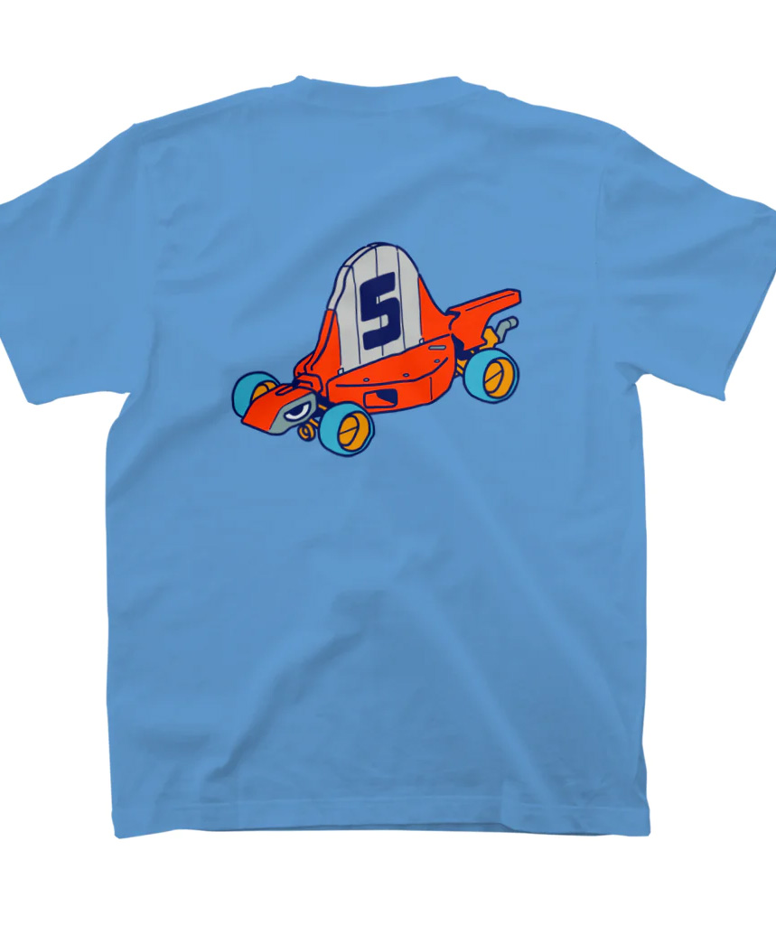 「SUZURIで恐竜カーのディメトロドンのやつTシャツにしましたー。色違い、子供用」|mzn/ミズノシンヤのイラスト