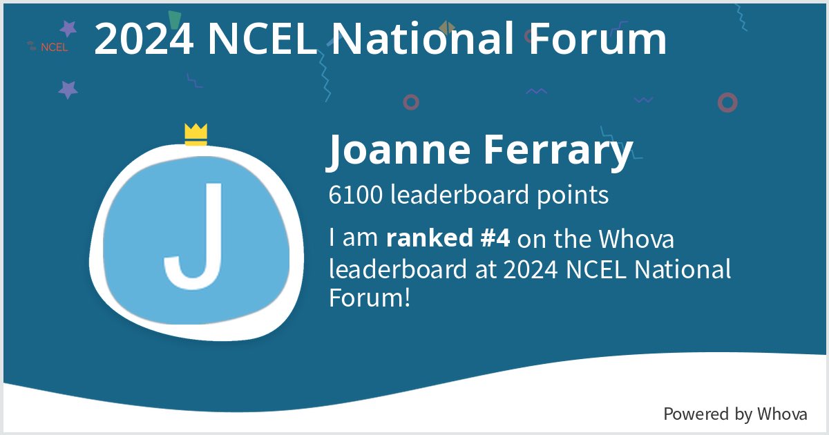 I ranked #4 on the Whova leaderboard at 2024 NCEL National Forum! #NCEL2024 - via #Whova event app