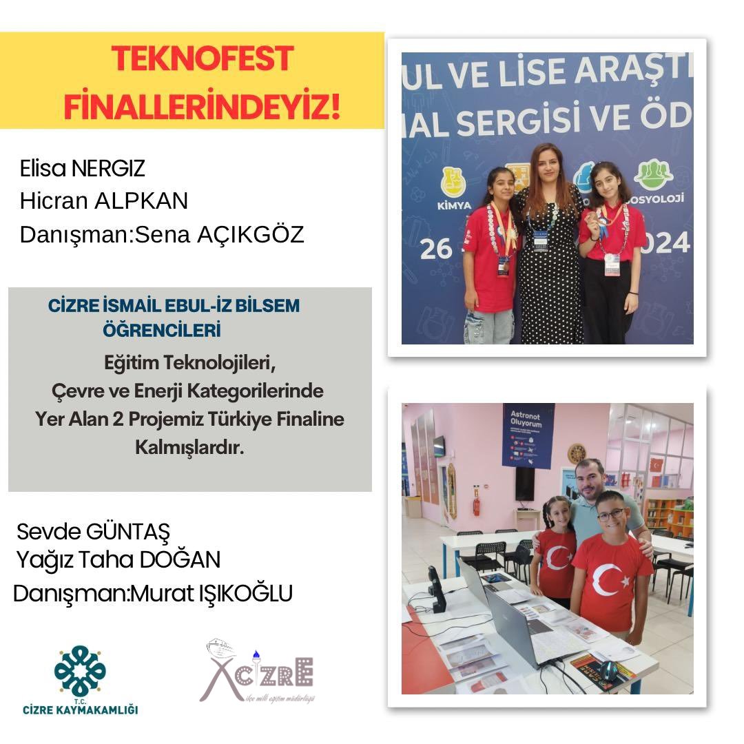 Çalışmalarından dolayı öğretmen ve öğrencilerimize başarılar dileriz. 

<a href="/tcmeb/">Millî Eğitim Bakanlığı</a> 
<a href="/Yusuf__Tekin/">Yusuf Tekin</a>
<a href="/kemalsamlioglu/">Kemal ŞAMLIOĞLU</a> 
<a href="/SirnakValiligi/">T.C. Şırnak Valiliği</a>
<a href="/Cevdet_Atay/">Cevdet Atay</a>  
<a href="/abaycar/">Ahmet Vezir BAYCAR</a> 
<a href="/CizreKaymakamlk/">Cizre Kaymakamlığı</a> 
<a href="/SIRNAKMEM73/">Şırnak İl Millî Eğitim Müdürlüğü</a> 
<a href="/izzetaydin01/">İzzettin AYDIN</a>  
<a href="/sahan_ike/">Şahan İKE</a>