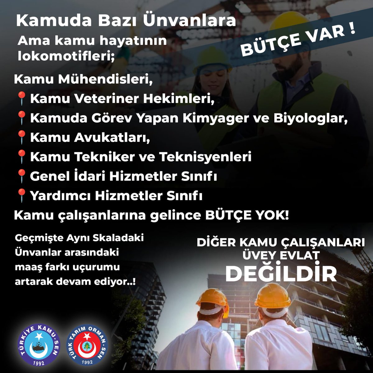 ttosgm's tweet photo. Kamuda Bazı Ünvanlara Bütçe varda, 
Kamuda çalışan kamu hayatının lokomotifleri Mühendis, Veteriner Hekim, Avukat, Kimyager, Biyolog, Tekniker, Teknisyen, Genel İdari Hizmetler Sınıfı ve Yardımcı Hizmetler Sınıfında çalışan tüm memurlarımıza neden Bütçe  yok..!
Bu adaletsizlik acilen düzeltilmelidir..!