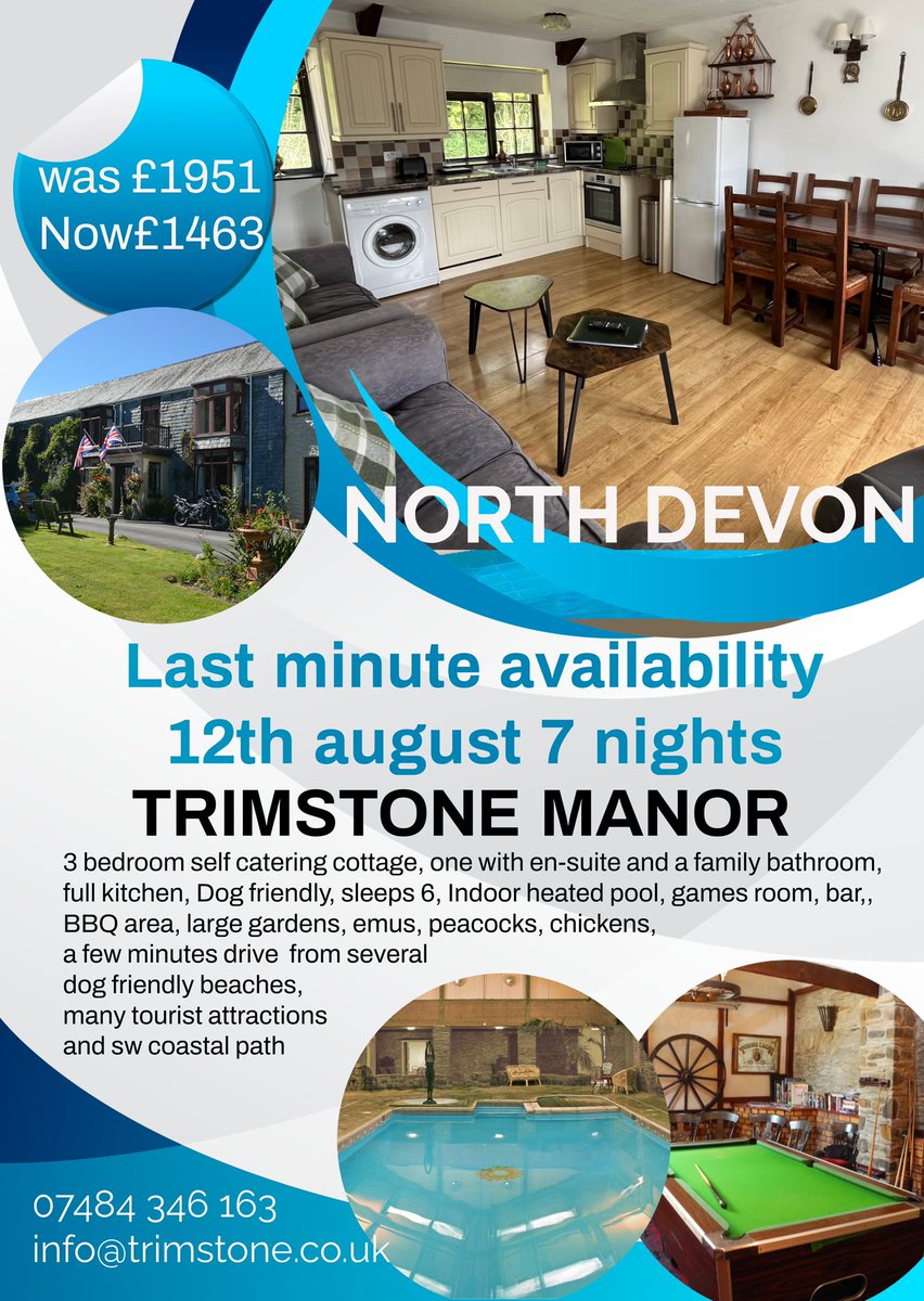 TrimstoneManor's tweet photo. #lastminuteholidays #northdevon #holidaydealsdevon  #devon https://t.co/czzMDCcjNV