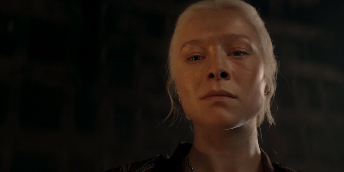 ladylaogai's tweet photo. I am OBSESSED with the idea of Rhaenyra literally walking over the bodies of the dragonseeds when she came down from her viewing platform https://t.co/MrR7xtpWCj