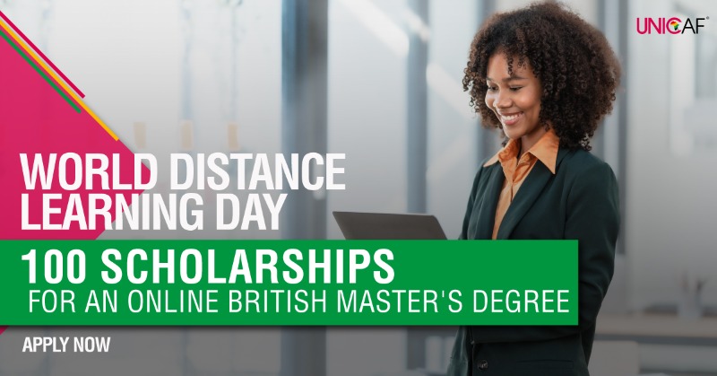 UNICAForg's tweet photo. Celebrate World Distance Learning Day with 100 Unicaf scholarships. Earn an internationally recognised Master's or PhD online