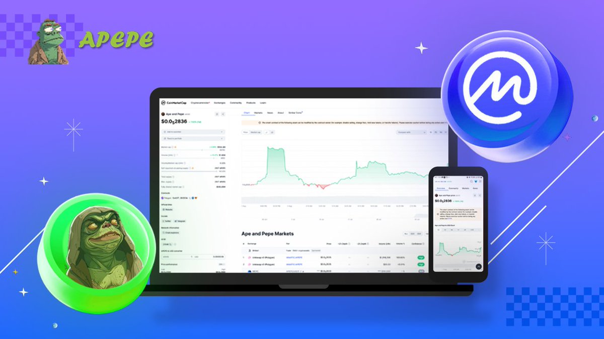 APEPE_MEME's tweet photo. Amazing news!

APEPE registered with CMC.

Link : https://t.co/5xlZ2fPX6i… https://t.co/q8X4SPgDoi