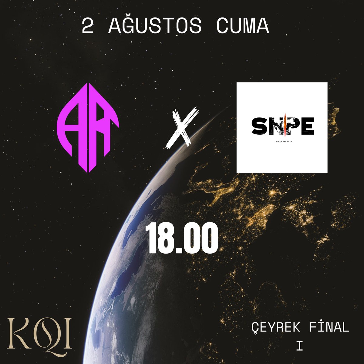 "SUN" başlıyor!

🆚@ARTHEAQueens - @EsportsSNIPE
🕐18.00
📺kick.com/elciwic