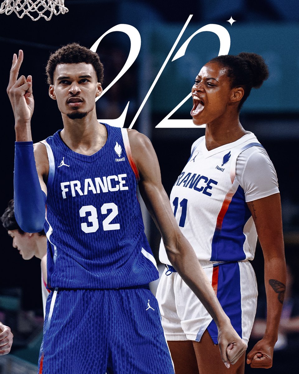Reçus 𝟐 𝐬𝐮𝐫 𝟐 🇫🇷

Bilan parfait pour les Bleus et les Bleues 🙌

#TeamFranceBasket | #PassionnémentBleu | #Paris2024