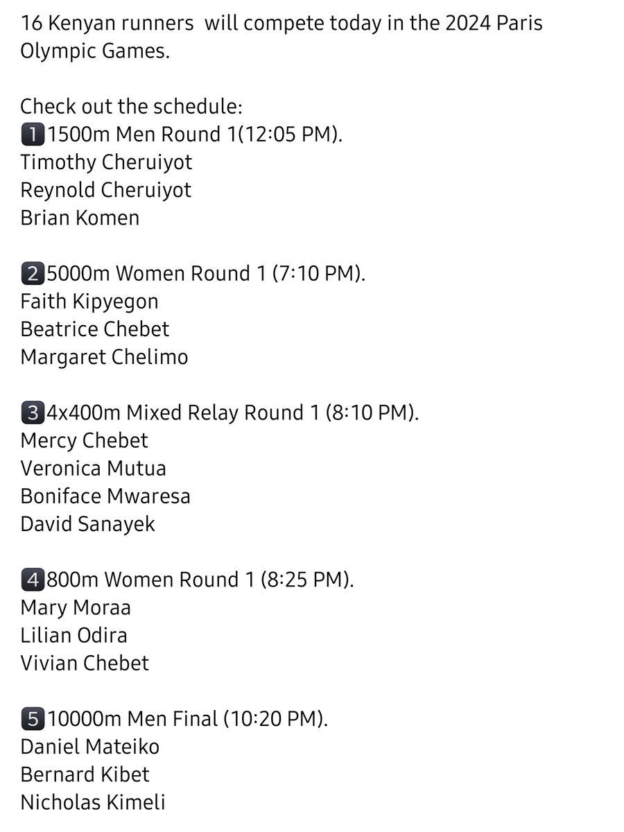 engineer_posts's tweet image. Team Kenya is competing today at the olympics #Paris2024