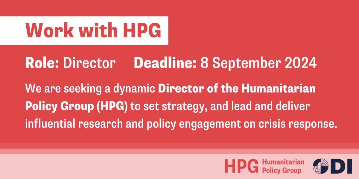 📢 We're hiring! An incredible opportunity has opened up in our team to lead HPG. If you are:

✅ a recognised expert in crisis response
✅ a leader in policy &amp; research
✅ experienced in business development

...then we'd love to hear from you. Apply now: buff.ly/3WJEwLn