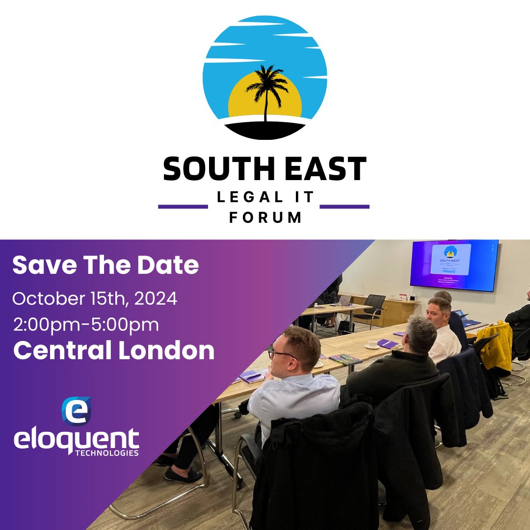 Save the date for the South East Legal IT Forum on October 15th in Central London!  This event welcomes members of the Legal IT industry to network with like-minded professionals, to discuss the latest trends, and opportunities of technology within the legal sector.