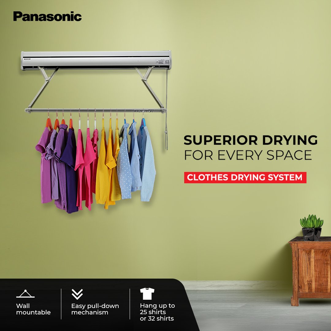 AnchorPanasonic's tweet image. The Clothes Drying System offers flexible placement and effortless convenience, making it the perfect addition to any space. 

#Panasonic #ClothesDryingSystem