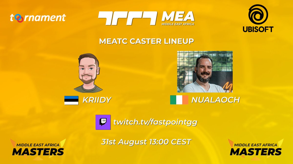 We are proud to announce <a href="/Kriiidy/">Kriidy</a> and <a href="/NuaLaoch/">Alex Delamer</a> for the MEATC cast!

Make sure to join us on the 31st August 13:00 CEST @ twitch.tv/fastpointgg