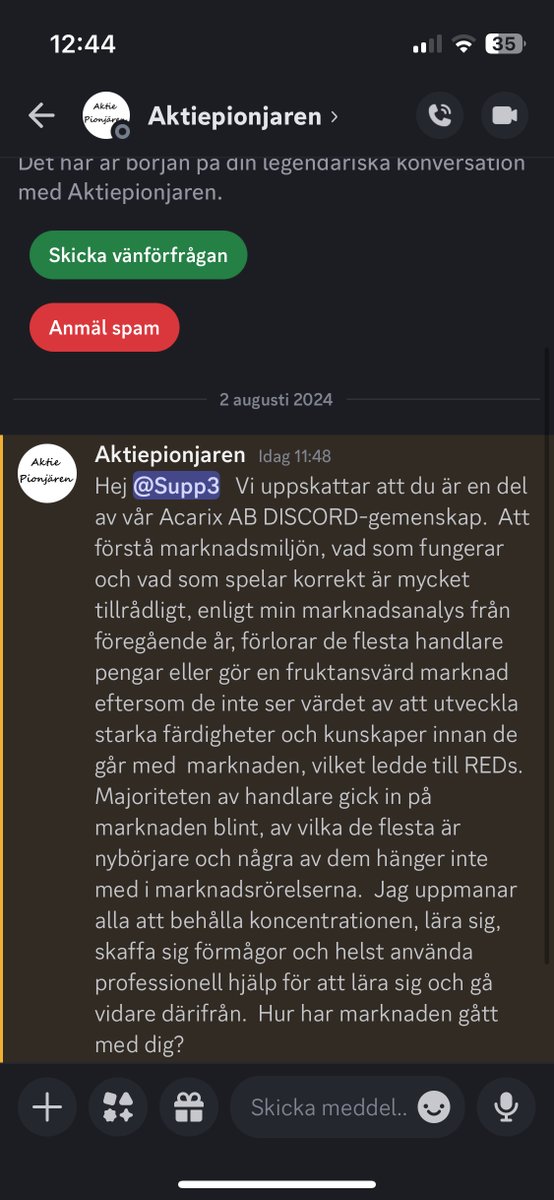 Varning! En falsk profil på Discord utger sig för att vara mig och försöker lura folk att betala i förskott för tjänster. Hans visningsnamn är Aktieponjaren (saknar ett i). Kontrollera alltid profilens detaljer och anmäl om ni blir kontaktade. 

<a href="/discord/">Discord</a> #Acarix #SpectrumOne