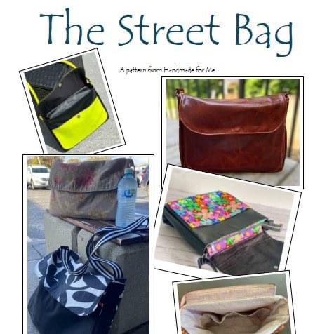 The Street Bag has so much space. A main pocket with 2 smaller zippered pockets &amp; 2 full width pockets. Everything is kept inside behind the flap &amp; zippered opening. Make it leather, canvas, decorator cotton, cork &amp; vinyl.
.
Get the pattern here- etsy.me/4cQZKwG