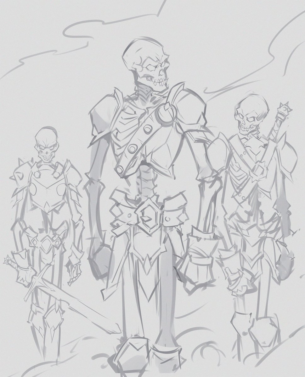Armored skeleton ( wip) !
Be ready for war !

Squelette en armure (wip) !
Soyez prêt pour la guerre !

#soulwar_game #sketch #skeleton #art #darkfantasy #charadesign